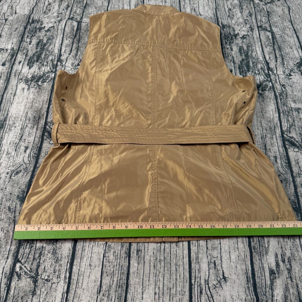 Lauren Ralph Lauren Utility Vest Women L Tan Belted Safari Cargo Sleeveless - Picture 15 of 16